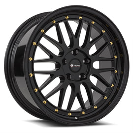 Vors VR8 19x8.5 All Black Gold Rivet Wheel