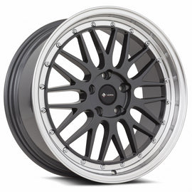 Vors VR8 17x8 Hyper Black Machine Lip Chrome Rivet Wheel