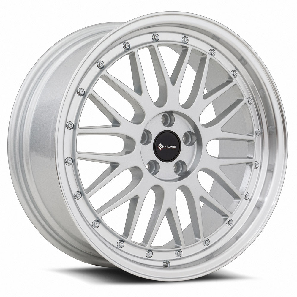 Vors VR8 18x8 Silver Machine Lip Chrome Rivet Wheel
