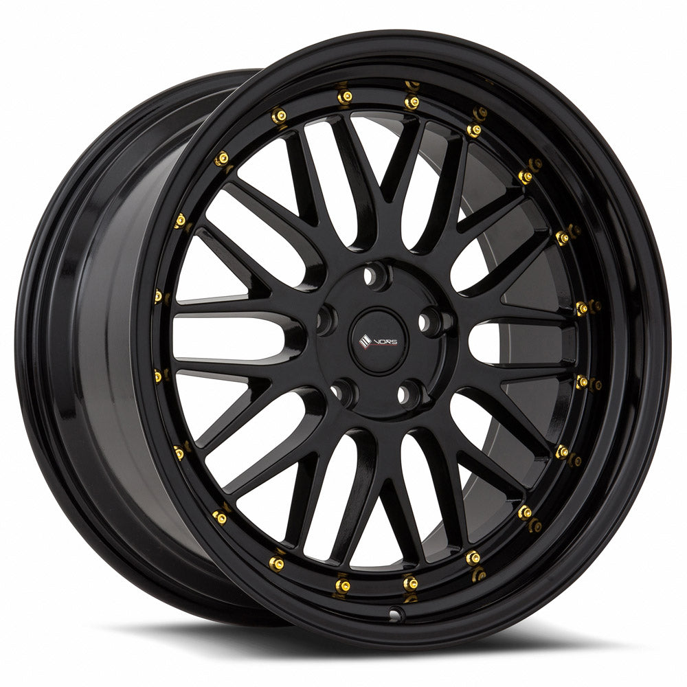 Vors VR8 20x9.5 All Black Gold Rivet Wheel