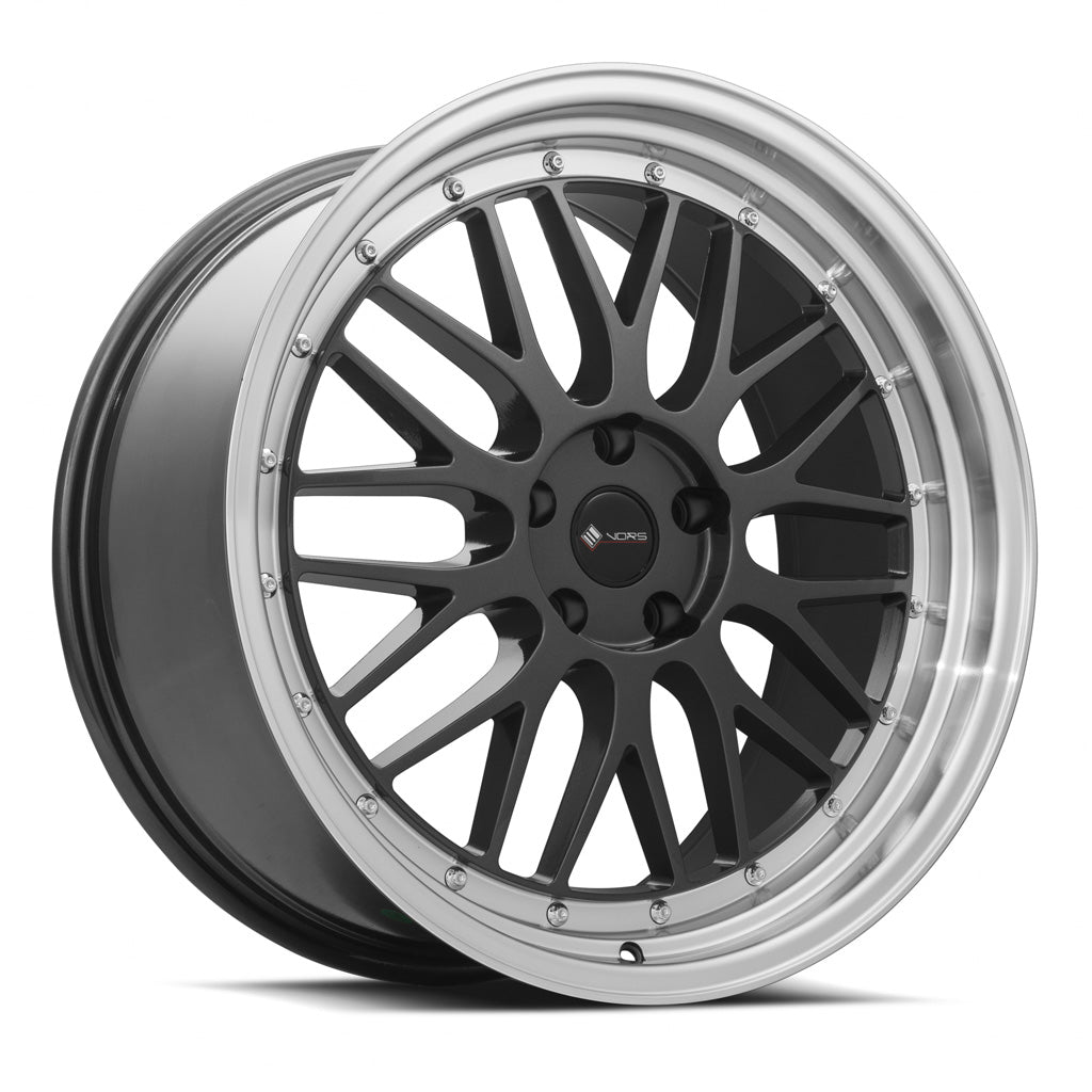 Vors VR8 20x9.5 Hyper Black Machine Lip Chrome Rivet Wheel