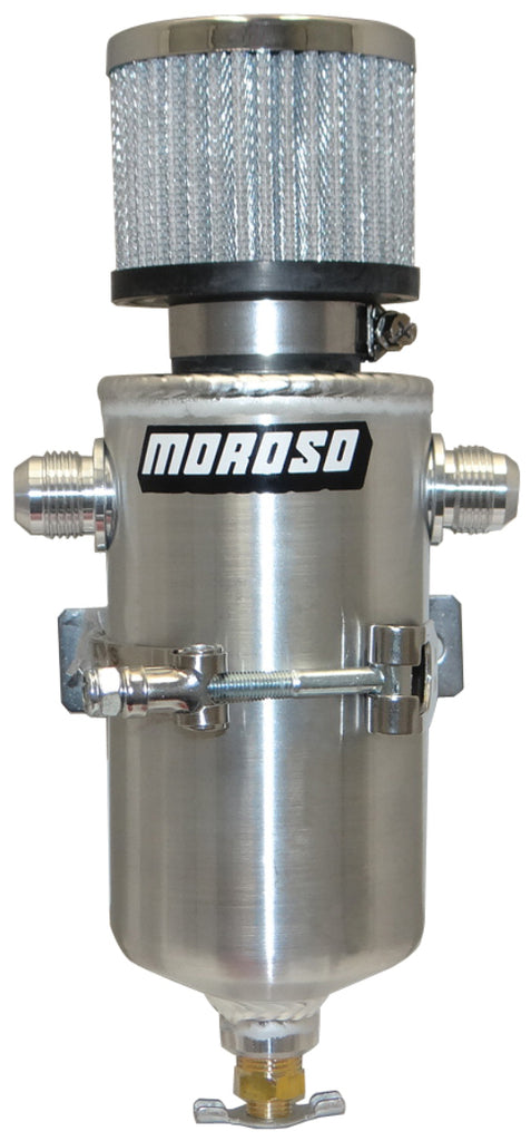 Moroso Breather Tank/Catch Can - Two -10An Male Fittings - Aluminum - DTX Performance