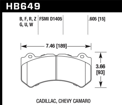 Hawk Performance Ceramic Street Brake Pads diagram for Cadillac, Chevy Camaro. Optimize with DTX Performance for brake upgrades.