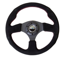 Load image into Gallery viewer, NRG Reinforced Steering Wheel (320mm) Suede w/Red Stitch from DTX Performance, high performance auto parts for racing and tuning enthusiasts