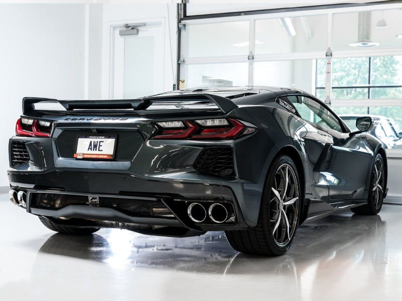 AWE Tuning 2020 Chevrolet Corvette (C8) Track Edition Exhaust - Quad Chrome Silver Tips - DTX Performance