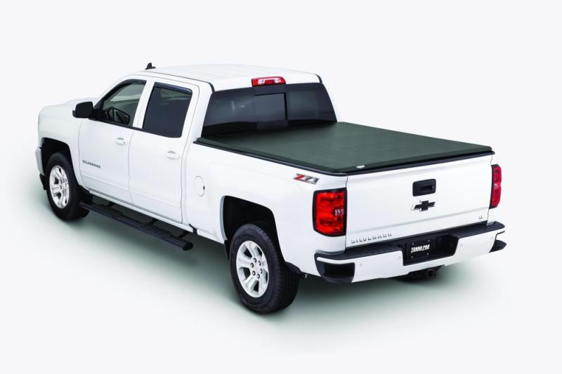 Tonno Pro 73-83 Chevy C10 Pickup 6.6ft Fleetside Tonno Fold Tri-Fold Tonneau Cover on white truck