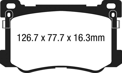 EBC 15+ Hyundai Genesis 3.8 Redstuff Front Brake Pads dimensions, performance car parts, DTX Performance, high performance brakes