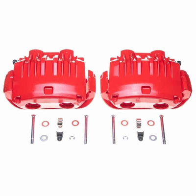 Power Stop 94-98 Ford Mustang Front Red Calipers w/Brackets - Pair high performance, aftermarket brake upgrades by DTX Performance