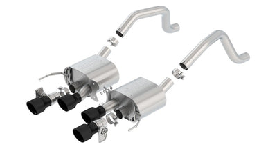 Borla 2015+ Chevy Corvette C7 Z06 exhaust, ATAK Black Quad Tips, enhance performance with high-quality aftermarket parts from DTX Performance.