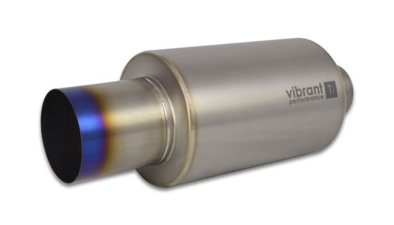 Vibrant Titanium Muffler w/Straight Cut Burnt Tip 2.5in. Inlet / 2.5in. Outlet, performance car parts by DTX Performance