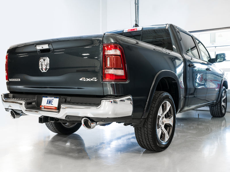 AWE Tuning 19-21 RAM 1500 5.7L (w/Cutouts) 0FG Dual Rear Exit Cat-Back Exhaust - Chrome Silver Tips - DTX Performance