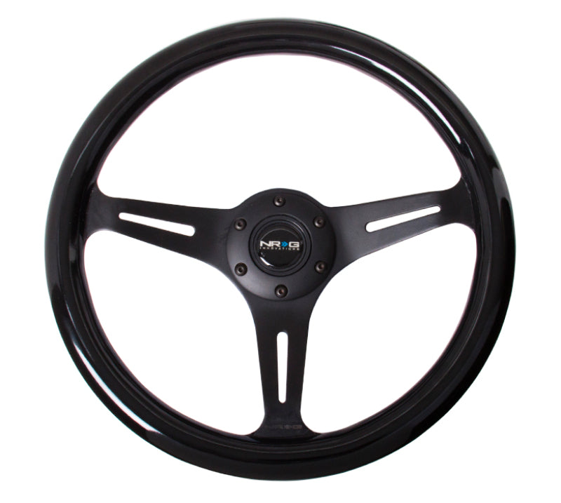 NRG Classic Wood Grain Steering Wheel (350mm) Black Paint Grip w/Black 3-Spoke Center, performance car parts at DTX Performance