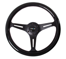 NRG Classic Wood Grain Steering Wheel (350mm) Black Paint Grip w/Black 3-Spoke Center, performance car parts at DTX Performance