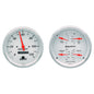 AutoMeter Gauge Kit 2 Pc. Quad & Speedometer 5in. Arctic White shown for performance car applications.