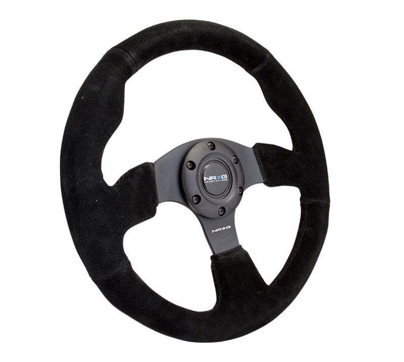 NRG Reinforced Steering Wheel (320mm) Suede w/Black Stitch - Performance car parts at veteran owned shop DTX Performance.