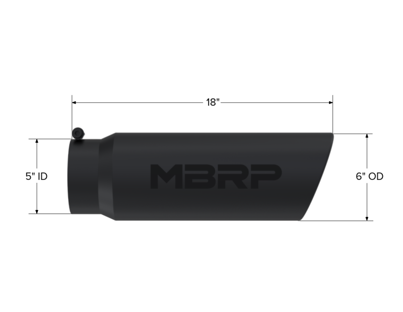 MBRP Universal Tip 6in OD Angled Rolled End 5in Inlet 18in Lgth Black Finish Exhaust, performance car parts, veteran owned shop