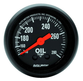 Autometer Z Series 2-1/16in 140-280 F Mechanical Oil Temp Gauge for performance car parts at DTX Performance, veteran owned shop.