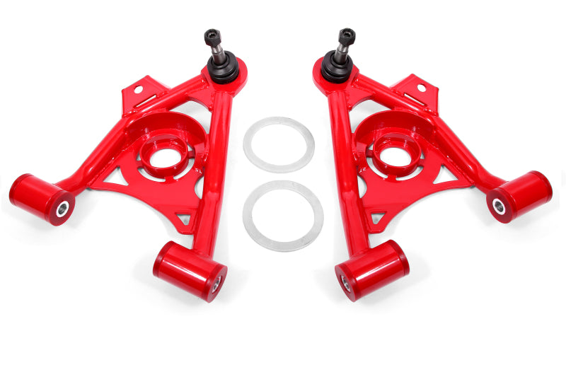 BMR 79-93 Mustang Fox Lower Control A-Arm Front w/ Spring Pocket/Tall Ball Joint - Red - DTX Performance