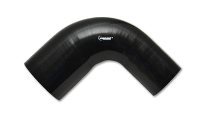 Vibrant 3in ID x 3.5in ID x 4in Long Gloss Black Silicone 90 Degree Transition Elbow for performance car parts