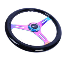 Load image into Gallery viewer, NRG Classic Wood Grain Steering Wheel (350mm) Black Paint Grip w/Neochrome 3-Spoke Center, performance car parts by DTX Performance