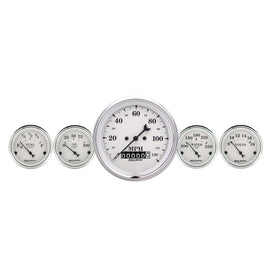 AutoMeter Gauge Kit 2 Pc. Quad & Speedometer 3-3/8in. Old Tyme White - perfect for performance car parts and engine performance upgrades.