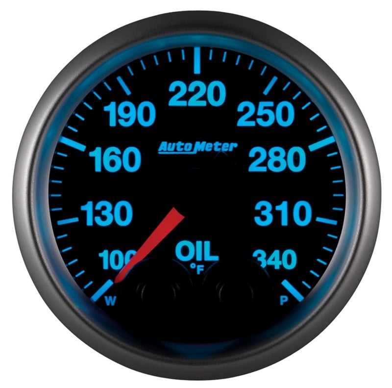 Autometer Elite 52mm 100-340 Deg F Oil Temp Peak & Warn w/ Electronic Control Gauge for performance car parts by DTX Performance
