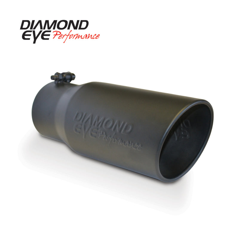 Diamond Eye TIP 4in-5inX12in BOLT-ON ROLLED ANGLE 15 ANGLE CUT DIAMOND EYE BLACK POWDERCOAT - DTX Performance