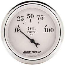 Load image into Gallery viewer, Auto Meter 2-1/16in 100PSI Electronic Oil Pressure Old Tyme White Gauge for high performance engine monitoring - DTX Performance