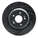 R1 18-23 Genesis G80 Rear Left Drilled & Slotted Black Brake Rotor