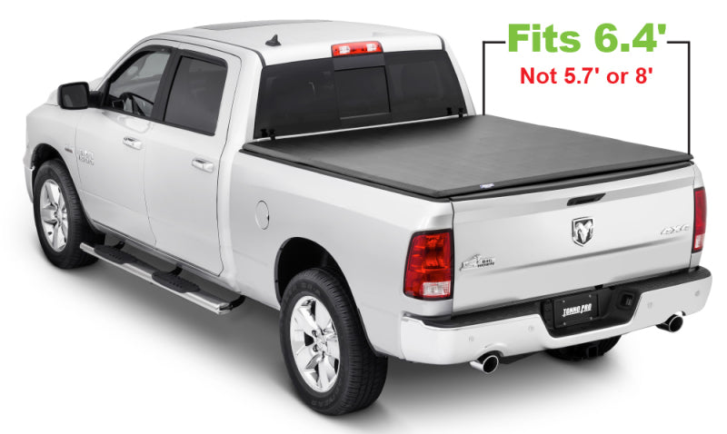 Tonno Pro 02-19 Dodge RAM 1500 6.4ft Fleetside Tri-Fold Cover on white truck