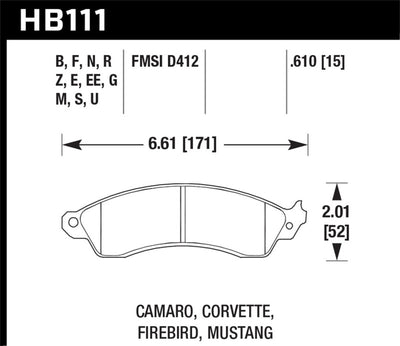 Hawk 94-04 Mustang Cobra / 88-95 Corvette 5.7L / 88-92 Camaro w/ Hvy Duty Brakes DTC-60 Race Brake P diagram