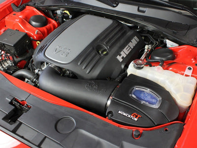 aFe Momentum GT Pro 5R Stage-2 Intake System installed in Dodge Challenger R/T V8 5.7L HEMI engine bay for performance upgrades