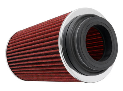 K&N Universal Air Filter Chrome Round Tapered Red -4in Flange ID x 1.125in Flange Length x 5.5in H for performance car tuning