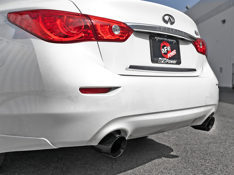 aFe Takeda 2.5in 304 SS Cat-Back Exhaust System w/ Black Tips 16-18 Infiniti Q50 V6-3.0L (tt) - DTX Performance