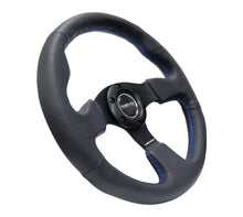 Load image into Gallery viewer, NRG Reinforced Steering Wheel (320mm) Black Leather w/Blue Stitching, high-performance car part by DTX Performance, veteran-owned shop.