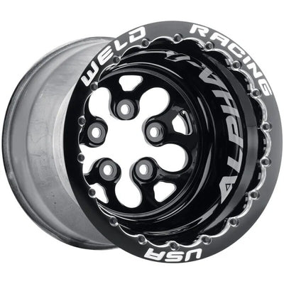 Weld Alpha-1 15X14 5x4.75 BP 1in BS Black Wheel - Black Double Beadlock MT
