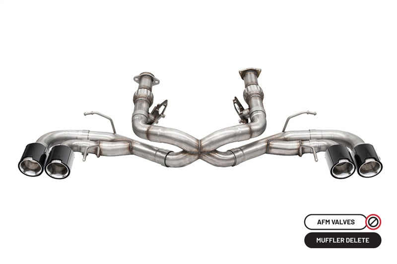 Corsa 20-23 Chevrolet Corvette C8 RWD 3in Track Cat-Back Delete Exhaust w/4.5in CF Polished Tips - DTX Performance