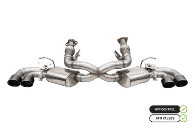 Corsa 2020-25 Corvette C8 3in Valved Cat-Back 4.5in Blk Quad Tips - Fits Factory Perf Exhaust w/ AFM system