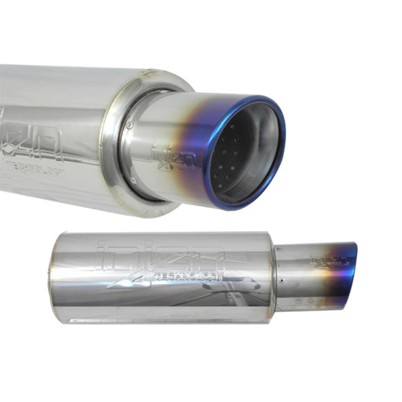 Injen 2 3/8 Universal Muffler w/Titanium burnt rolled Tip and stainless steel resonated inner wall - DTX Performance