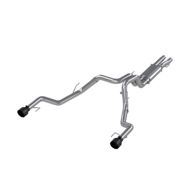 MBRP 17-20 Ford F-150 Raptor 3.5L Ecoboost Dual Rear Exit T409 3in Resonater Back Exhaust System for performance upgrades.