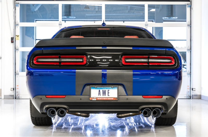 AWE Tuning 2017+ Challenger 5.7L Touring Edition Exhaust - Non-Resonated - Chrome Silver Quad Tips - DTX Performance