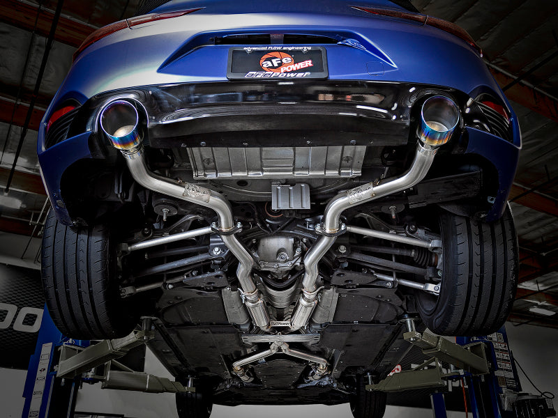 aFe POWER Takeda 2.5in 304 SS CB Exhaust w/ Blue Flame Tips 17-19 Infiniti Q60 V6-3.0L (tt) - DTX Performance