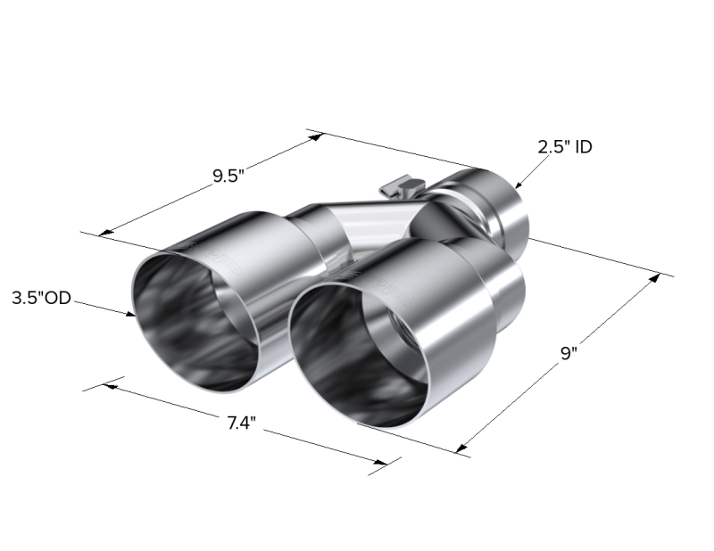 MBRP Universal T304 SS Dual Tip 3.5in OD/2.5in Inlet by DTX Performance for high performance exhaust systems