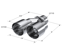Load image into Gallery viewer, MBRP Universal T304 SS Dual Tip 3.5in OD/2.5in Inlet by DTX Performance for high performance exhaust systems