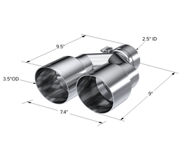 MBRP Universal T304 SS Dual Tip 3.5in OD/2.5in Inlet by DTX Performance for high performance exhaust systems