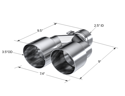 MBRP Universal T304 SS Dual Tip 3.5in OD/2.5in Inlet by DTX Performance for high performance exhaust systems