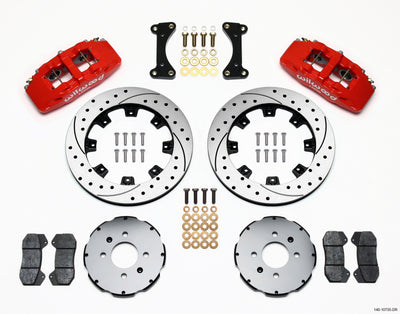 Wilwood Dynapro 6 Front Hat Kit 12.19in Drilled Red 94-01 Honda/Acura w/262mm Disc high performance brakes