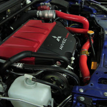 Load image into Gallery viewer, Mishimoto Mitsubishi EVO X Black Silicone Hose Kit installed on engine