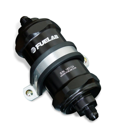 Fuelab 818 In-Line Fuel Filter Standard -8AN In/Out 40 Micron Stainless - Black for performance car parts by DTX Performance