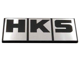 HKS Silver Block Logo Emblem for performance car parts, DTX Performance, aftermarket high performance auto parts and upgrades.